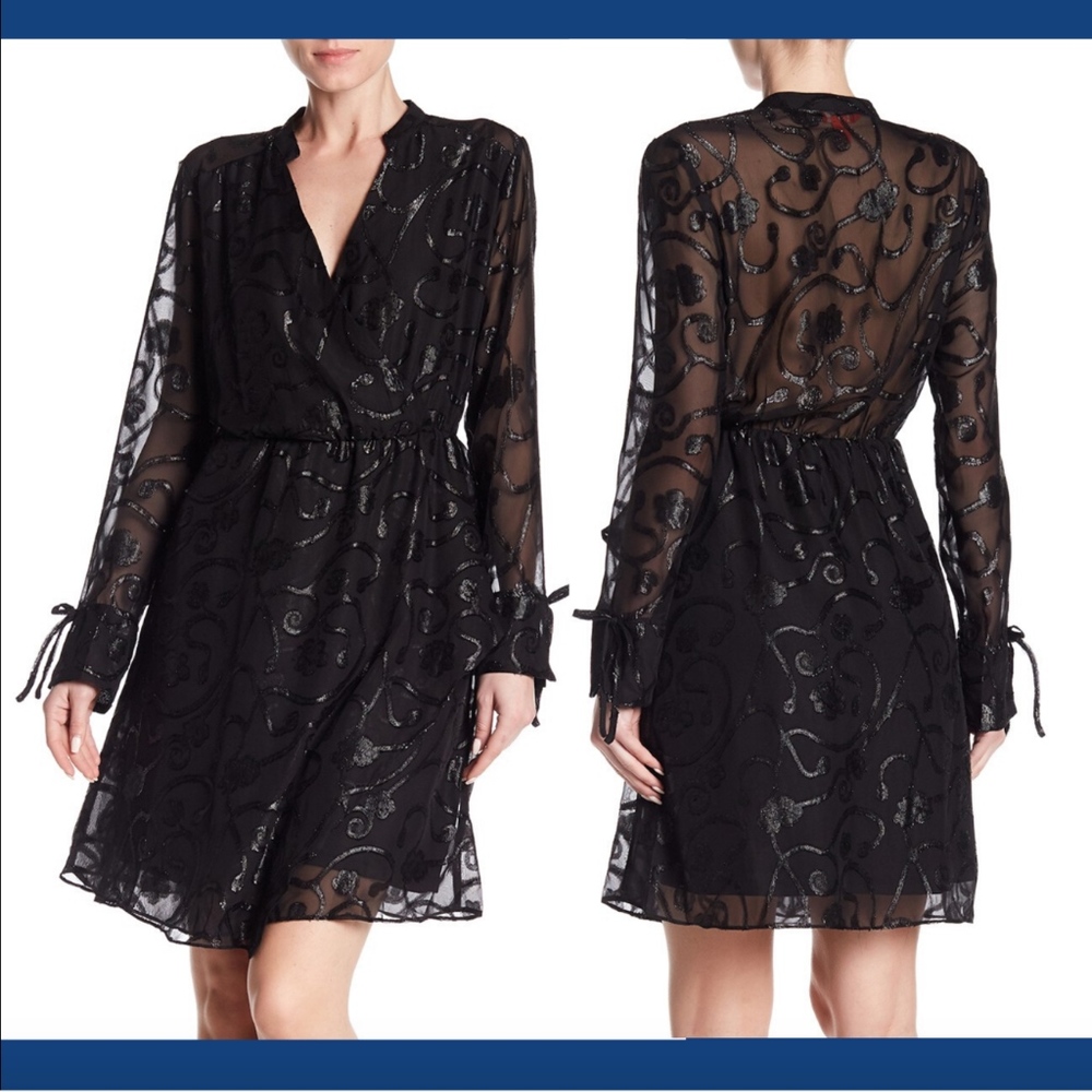 NEW Joe Fresh Metallic Jacquard Dress Black Small
